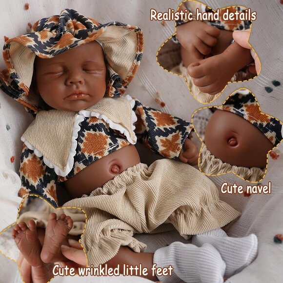 🆕12 inch Realistic Full Body Silicone Closed Eyes Newborn Daniel-Tan Baby Boy - Picture 6 of 8